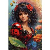 Renkli Baskılı Sayılarla Boyama Hobi Seti (Çerçeveli) 40x50 cm:Çiçekli Kız
