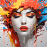 Renkli Baskılı Sayılarla Boyama Hobi Seti (Çerçeveli) 40x50 cm:Renkli Kadın 4