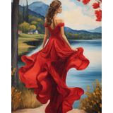 Renkli Baskılı Sayılarla Boyama Hobi Seti (Çerçeveli) 50x65 cm: Denize Yürüyüş 2