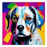 Renkli Baskılı Sayılarla Boyama Hobi Seti (Çerçeveli) 50x65 cm: Masum Köpek
