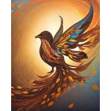 Renkli Baskılı Sayılarla Boyama Hobi Seti (Çerçeveli) 50x65 cm: Zümrüdü Anka