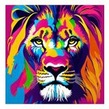 Renkli Baskılı Sayılarla Boyama Hobi Seti (Çerçeveli) 60x75 cm: Yorgun Aslan