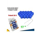 Renkli Bijon Kapagi Plastik Mavi Renk Altigen 17 Mm Bijon Uyumlu 20 Adet -