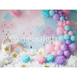 Renkli Bulutlar ve Gökkuşağı: Pastel Renklerle Dolu 200X150CM Arka Plan Stüdyo Fonu