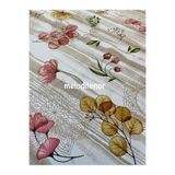 Renkli cam işleme narin naif desen astarlı kaymaz pvc muşamba masa örtüsü Bordo 140 x 140