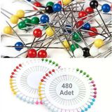 Renkli Çelik Eşarp Şal İğnesi 480 Adet Toplu İğne 28Mm Karışık Renkli Eşarp İğnesi Şal İğnesi