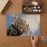 Renkli Çiçek Buketi Tasarımı 240 Parça Ahşap Puzzle Ahşap Kutuda MP09777