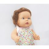 Renkli Çiçekler 42 cm Saçlı Elbiseli Konuşan Gülücük Atan Et Bebek