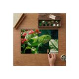 Renkli Çiçeklerin Arasında Iguana Tasarımı 240 Parça Ahşap Puzzle Ahşap Kutuda MP00064