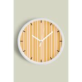 Renkli Çizgili Modern Tasarım Duvar Saati - 25cm - Önü Camlı Beyaz Kasa - Sessiz Mekanizma, JH0370S25BKP
