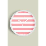 Renkli Çizgili Modern Tasarım Duvar Saati - 25cm - Önü Camlı Beyaz Kasa - Sessiz Mekanizma, JH0479S25BKP