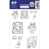 Renkli Çizgili Yüzler Stickerlar, Eğlenceli ve Dekoratif Duvar Süsleri - Ahşap - Seçenek 1