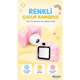 Renkli Çocuk Kamerası | Taşınabilir Mini Dijital Fotoğraf Makinesi | Hediyelik Çocuk Kamerası - Pembe