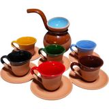 Renkli Çömlek Toprak Fincan Takımı, Şık ve Dayanıklı Set - Seçenek 1