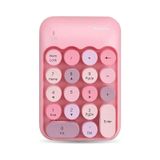 Renkli Daktilo Tarzı Vintage Kablosuz Wıreless Numeric Keypad 18 Tuşlu Sayısal Klavye Numpad pembe