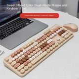 Renkli Daktilo Tarzi Vintage Mekanik Klavye Mouse Pc Laptop Uyumlu Kablosuz