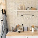 Renkli Damask Desen Duvar Kağıdı | TROPICANO, 9901-2, Krem / 1.06x15.6 m - 16.5 m², CERTIFIATIONS: CE, Fire Retardant, ISO 9001, ISO 10002, OHSAS 18001, ISO 14001, IGI Membership