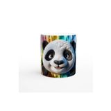 Renkli Damlaların Arasından Bakan Sevimli Panda Temalı Baskılı Kupa Bardak