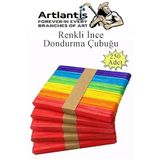 Renkli Dar Dil Cubugu 250 Adet Ahsap Dondurma Cubugu Renkli Maket Hobi Okul Proje Tasarim