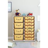 Renkli Dekozum Kids 12 Sepetli Oyuncak Dolabı 90x30x30 cm Kutusu ve Organizeri