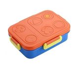 Renkli Desenli Beslenme Kutusu - 830 ml 3 Bölmeli Çocuk Beslenme Kabı PP (Turuncu)