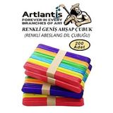 Renkli Dil Cubugu 200 Lu 1 Paket Ahsap Dil Basma Cubugu Abeslang Renkli Doktor Dil Cubugu Buyuk Jumbo