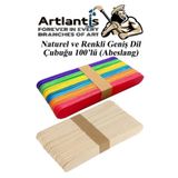 Renkli Dil Cubugu Genis 50 Adet Naturel Dil Cubugu Genis 50 Adet 1 Paket Renkli Ve Renksiz Abeslang Dil Basma Cubugu