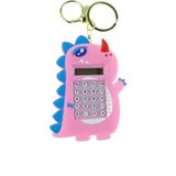 Renkli Dino Mini Hesap Makinesi, Anahtarlık ve Labirent Oyunlu, Pembe Renkli - Seçenek 1 - Ahşap