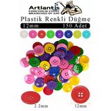 Renkli Düğme Plastik 1.2Cm 150 Li 1 Paket 12 Mm Plastik Renkli Düğme Dikiş Parlak Yuvarlak 4 Delikli Düğme Etkinlik Okul