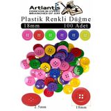 Renkli Düğme Plastik 1.8Cm 100 Lü 1 Paket 18 Mm Plastik Renkli Düğme Dikiş Parlak Yuvarlak 4 Delikli Düğme Etkinlik Okul