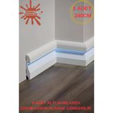 Renkli Duvarlar 11.5cm x 240cm Polimer Lake Beyaz Ledli Süpürgelik Salon Ev Ofis Koridor Çıta Parke Süpürgelik