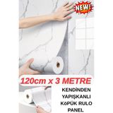 Renkli Duvarlar 120cm x 3 Metre Rulo Crystal White Mermer Desenli Yapışkanlı Duvar Paneli Kağıdı Banyo Wc Kaplama