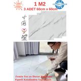 Renkli Duvarlar 1m2 3 Adet 60X60cm Floor Yapışkanlı Zemin ve Duvar Kaplama Paneli Arkası Kauçuklu Pvc WC Paneli 605