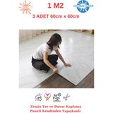 Renkli Duvarlar 1m2 3 Adet 60X60cm Floor Yapışkanlı Zemin ve Duvar Kaplama Paneli Arkası Kauçuklu Pvc WC Paneli 6216