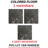 Renkli Duvarlar 1m2 3 Adet 60X60cm Siyah Floor Yapışkanlı Yer Kaplama Paneli Arkası Kauçuklu Pvc WC Paneli S74P