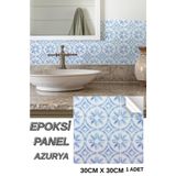 Renkli Duvarlar 30×30cm Azurya Mavi Epoksi 1 Adet 3D Yapışkanlı Duvar Paneli Kağıdı Sticker Mutfak Banyo Salon Ofis