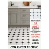 Renkli Duvarlar 30cm x 30cm 10 Adet Yapışkanlı Karo Floor Pvc Panel Yer Zemin Kaplama Paneli Arkası Kauçuklu 3319