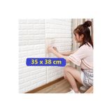 RENKLİ DUVARLAR 35x38cm Silinebilir Beyaz Kendinden Yapışkanlı Duvar Kağıdı Esnek Köpük Panel 3d Boyut Tuğla Desen