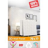 Renkli Duvarlar 3d Beyaz Tuğla Panel 77x70 Cm Kendinden Yapışkanlı Yastık Panel Duvar Paneli