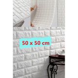 Renkli Duvarlar 3D Boyutlu Tuğla Desen Kendinden Yapışkanlı Duvar Kağıdı Esnek Köpük Panel 50 x 50 CM 0.27 M² Beyaz
