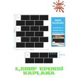 Renkli Duvarlar 3D Yapışkanlı Duvar Kaplama Paneli Mutfak Banyo Salon Ofis Döşeme 30×30cm Siyah Tuğla Epoksi 1 Adet