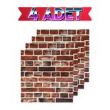 Renkli Duvarlar 4 Adet 70cmx70cm Kendinden Yapışkanlı Kırmızı Taş Duvar Paneli Kağıdı Sticker Ofis Salon Otel Nw149