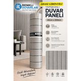 Renkli Duvarlar 40cmx250cm Açık Gri 3D Girintili Yapışkanlı SXP Akustik Lambiri Desenli Duvar Paneli Kağıdı KÜL