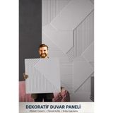 Renkli Duvarlar 50cmx50cm 1Adet Beyaz 3D Abs Çizgili Desenli PVC Dayanıklı Duvar Paneli Silinebilir Lambiri Model