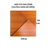 Renkli Duvarlar 50x50cm 1Adet Teak Renk 3D Abs Çizgili Desenli PVC Dayanıklı Duvar Paneli Silinebilir Lambiri Model