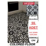 Renkli Duvarlar 55 ADET 30cmx30cm Yapışkanlı Osmanlı çini Floor Pvc Zemin Kaplama Panel Sticker Arkası Kauçuklu 2124