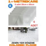 Renkli Duvarlar 6 Adet 30cmx60cm Yapışkanlı Floor Pvc Panel 803 Yer Zemin Kaplama Paneli Arkası Kauçuklu