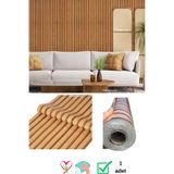 Renkli Duvarlar 60Cm X 280Cm 1 Adet Kendinden Yapışkanlı Koyu Kahverengi Lambiri Desenli Duvar Paneli Kağıdı Gs8005
