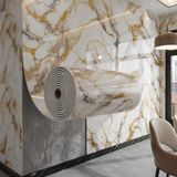 Renkli Duvarlar 60CM x 3 Metre Tek Parça Yapışkanlı Rulo Aeno Mix Duvar Paneli Kağıdı Silinebilir Salon Ofis TX-121 - Bej - Altın - 60 x 300 cm