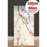 Renkli Duvarlar 60CMX120CM Naturel Toprak Mermer Desenli Yapışkanlı Mutfak Banyo Köpük Duvar Paneli Kağıdı TX-016 - 60 x 120 cm - Kahverengi - Bej